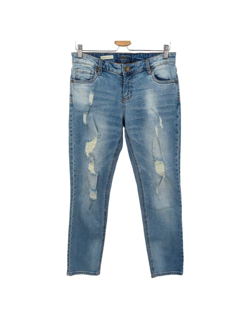 Kut From the Kloth Womens 6 Catherine Boyfriend Distressed Blue Denim Jeans